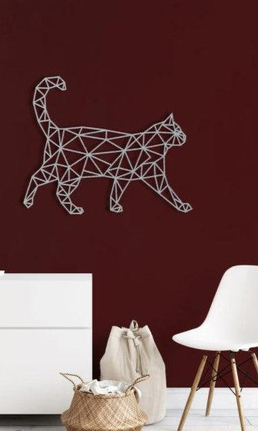 Cat metal Wall art, Geometric Cat Decor, Wall hanging Sign Home Decor