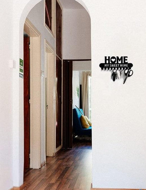 Black Metal Key Holder Hooks Sweet Home Wall Hanger Decor for Front Door Kitchen