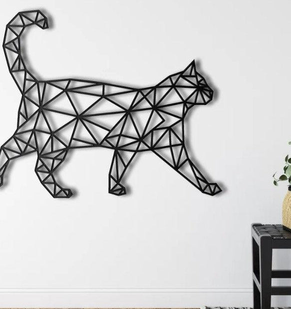 Cat metal Wall art, Geometric Cat Decor, Wall hanging Sign Home Decor